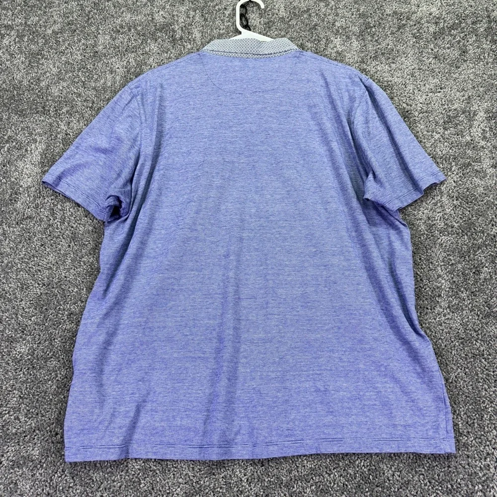 Ted Baker Polo Shirt Mens 7 Blue Striped Contrast Collar Pocket Casual Summer